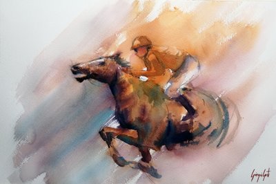 Actie bij galopperende renpaarden door Giorgio Gosti