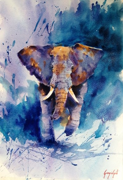 Majestueuze blauwe olifant door Giorgio Gosti