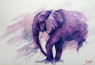 Majestueuze paarse olifant door Giorgio Gosti