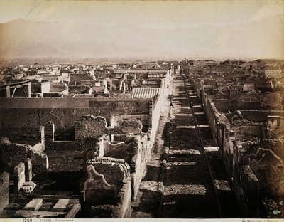 Luchtfoto van de archeologische site van Pompeii door Giorgio Sommer