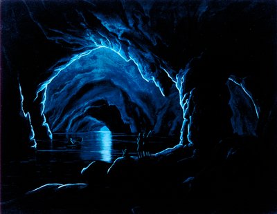 Reproductie van een gravure van de Blauwe Grot op het eiland Capri door Giorgio Sommer