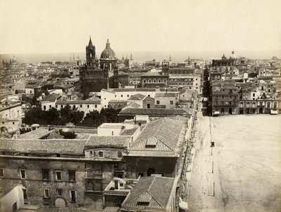 Zicht op Palermo vanaf Porta Nuova, Sicilië, Italië, foto door Giorgio Sommer door Giorgio Sommer