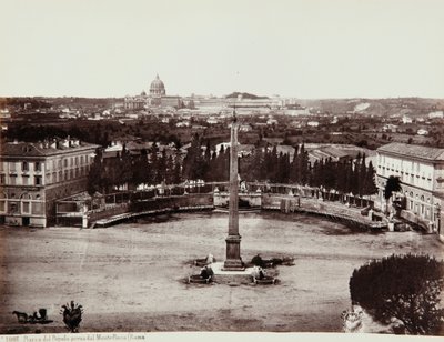 Uitzicht op Piazza del Popolo vanaf Pincio (of Pinciano-heuvel), Rome door Giorgio Sommer