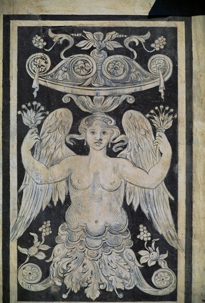 Allegorische figuur, door Giorgio Vasari, Tommaso Battista del Verrocchio en Alessandro Forzori, Palazzo dei Cavalieri of Palazzo della Carovana, Piazza dei Cavalieri, Pisa, Toscane, Italië door Giorgio Vasari