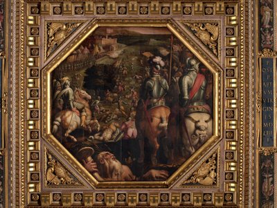 Slag bij Marciano in Val di Chiana door Giorgio Vasari