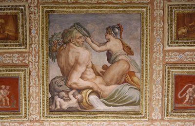 (detail) Ceres voedt Triptolemus, plafond van Altoviti, 1553 door Giorgio Vasari