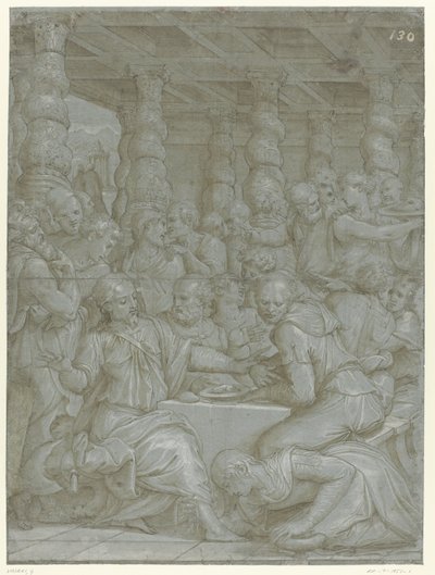 Christus in het huis van Simon de Farizeeër door Giorgio Vasari