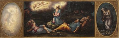 Christus op de Olijfberg met twee allegorische figuren door Giorgio Vasari