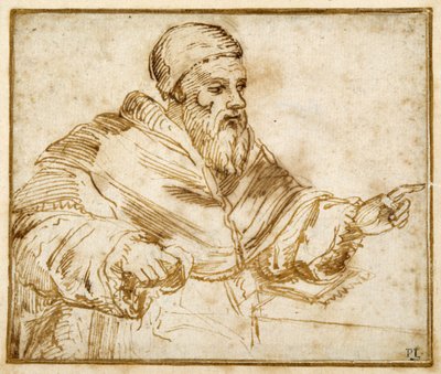 Clemens VII zittend aan een tafel door Giorgio Vasari