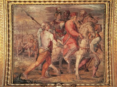 Cosimo I vertrekt naar ballingschap (fresco) door Giorgio Vasari