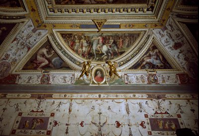 Detail van de kamer van Lorenzo il Magnifico die de slag bij Sarzana voorstelt (fresco) door Giorgio Vasari