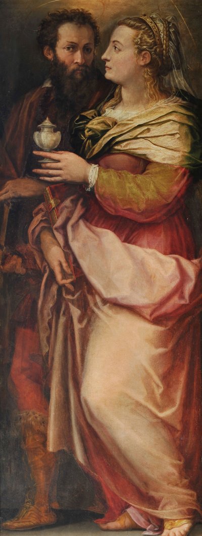 Giorgio Vasari met zijn vrouw Niccolosa Bacci, ca. 1565 door Giorgio Vasari