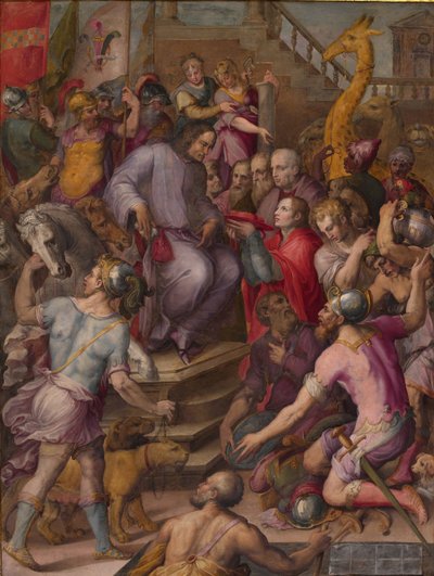 Lorenzo de Magnifieke ontvangt het eerbetoon van de ambassadeurs, 1556-1558 door Giorgio Vasari