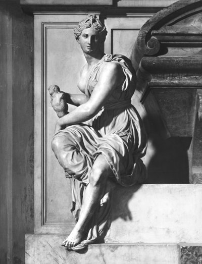 Monument voor Michelangelo Buonarroti (1475-1564), detail personificatie van Beeldhouwkunst door Giorgio Vasari