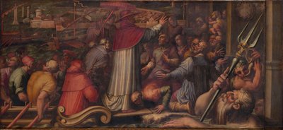 Paus Eugenius IV ontscheept in Livorno om toevlucht te zoeken in Florence, 1563-1565 door Giorgio Vasari