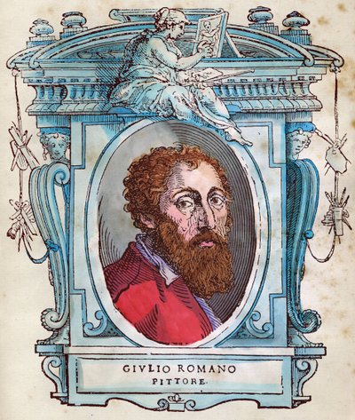 Portret van Jules Romain (Giulio di Pietro di Filippo door Gianuzzi, genaamd Giulio Pippi, later Giulio Romano) (1499-1546) door Giorgio Vasari