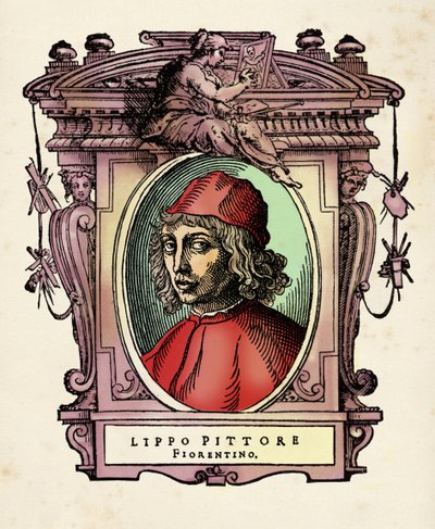 Portret van Lippo di Benivieni Gravure uit 