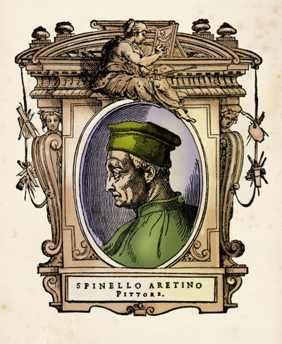 Portret van Spinello Aretino (ne Spinello di Luca Spinelli) (1350-1410) Gravure uit "" Levens "" door Giorgio Vasari (1511-1574) 1568 door Giorgio Vasari