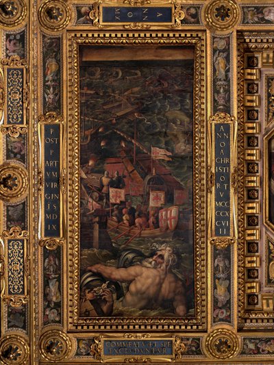 Zeeslag tussen Florentijnen en Pisanen door Giorgio Vasari