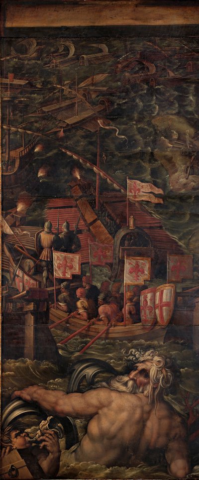 Zeeslag tussen Florentijnen en Pisanen, 1563-1565 door Giorgio Vasari