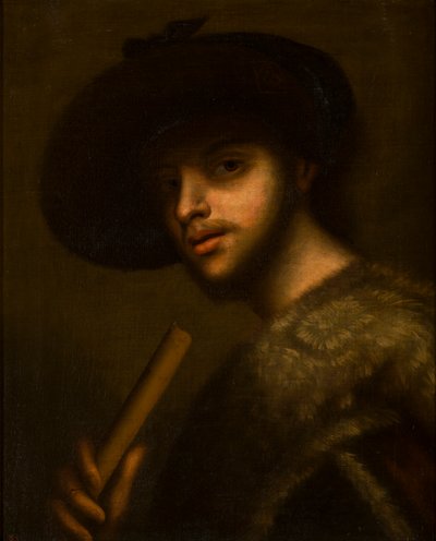 Portret van een man met een pijp of fluit door Giorgione