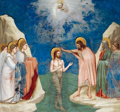 Doop van Christus, detail uit Leven en Lijden van Christus, door Giotto door Giotto (c.1266 1337)