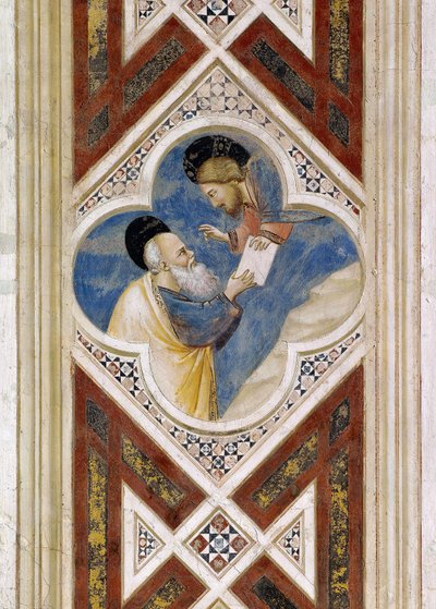 God beveelt Ezechiël om een rol te eten en vervolgens de inhoud aan het volk van Israël te rapporteren (detail) door Giotto (c.1266 1337)