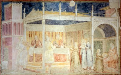 Italië, Florence, Basiliek van Santa Croce, Peruzzi-kapel, Feest van Herodes (detail van verhalen van St. Johannes de Doper) door Giotto (c.1266 1337)