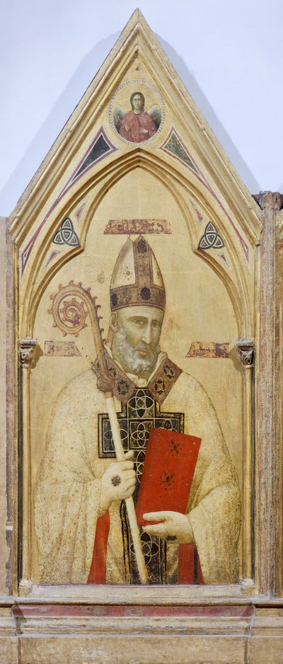 Sint Nicolaas van Bari, (detail) van Badia Polyptych, circa 1300, door Giotto (1267-1337) door Giotto (c.1266 1337)