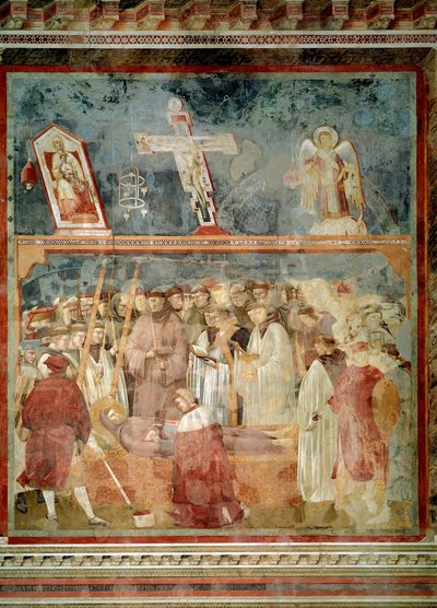 Leven van St. Franciscus van Assisi: De verificatie van de stigmata (St. Jerome onderzoekt stigmata) - Fresco door Giotto (c.1266 1337)