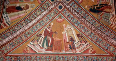 De Doktoren van de Kerk: Paus Gregorius I de Grote (fresco) door Giotto (c.1266 1337)
