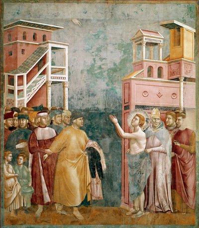 De verzaking van eigendom. Sint Franciscus geeft de kleren terug aan zijn vader door Giotto (c.1266 1337)
