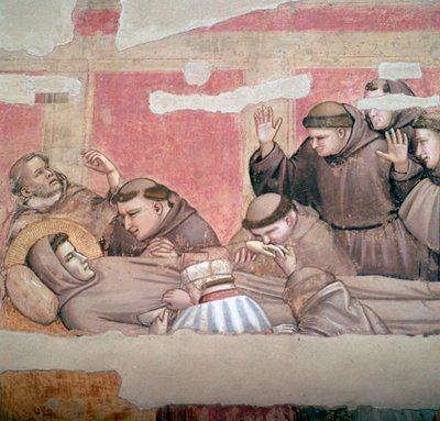 Afbeelding van de dood van St. Franciscus van Assisi, 14e eeuw door Giotto