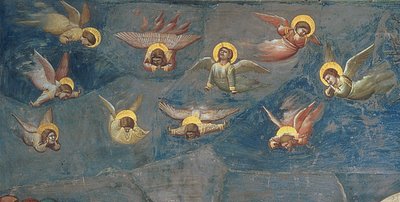 Detail van putti uit De Bewening van Christus door Giotto di Bondone