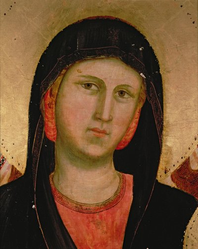 Madonna, uit Madonna en Kind op de Troon (detail) door Giotto di Bondone