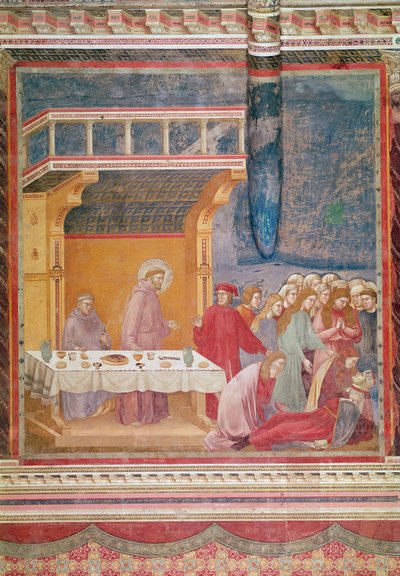 Sint Franciscus voorspelt de dood van een ridder in Celano, c.1297-99 door Giotto di Bondone