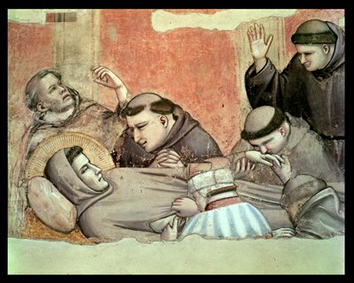 De dood van St. Franciscus (detail) uit de Bardi-kapel fresco door Giotto di Bondone