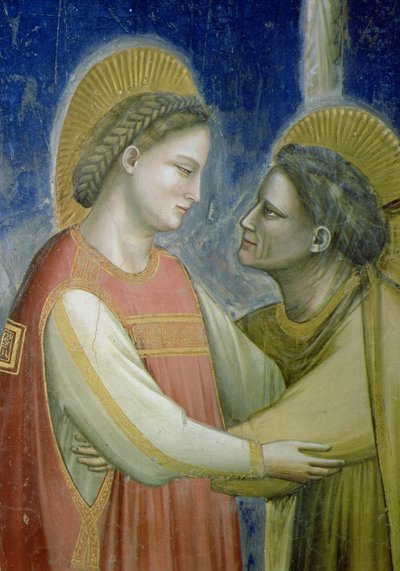 De visitatie (detail) door Giotto di Bondone