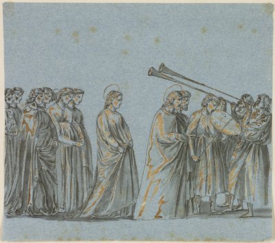 Huwelijksprocessie van Maria en Jozef door Giotto di Bondone