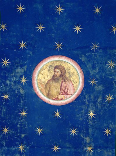De Profeet Johannes de Doper, van het plafondgewelf door Giotto di Bondone