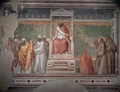 Vuurproef van St. Franciscus van Assisi voor de sultan van Egypte, uit de Bardi-kapel door Giotto di Bondone