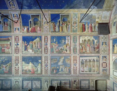 Uitzicht op de noordmuur met scènes uit het Leven van de Maagd en het Leven van Christus, c.1305 door Giotto di Bondone