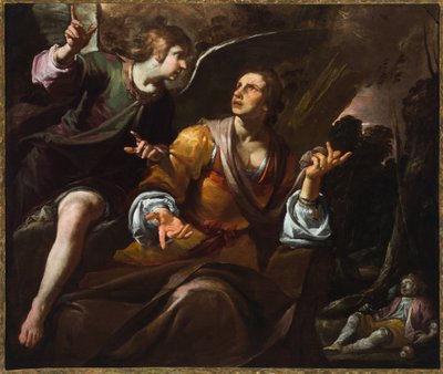 Hagar en de engel door Giovacchino Assereto