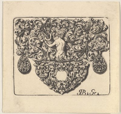 Goudsmeden Ornament met een Jonge Man die een Hoorn des Overvloeds vasthoudt, 1709 door Giovani Battista Grondoni