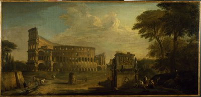 Een uitzicht op het Colosseum, Rome door Giovani Paolo (attr. to) Panini