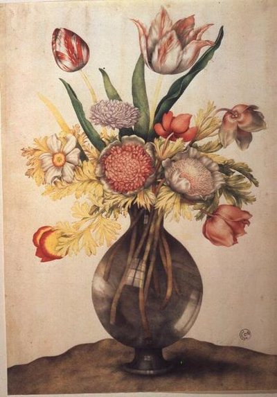 Vaas met bloemen door Giovanna Garzoni