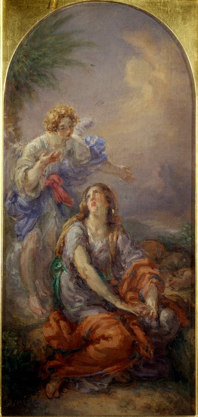 Hagar en de engel in de woestijn door Giovanni Carnovali