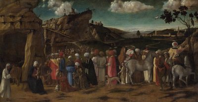 De Aanbidding der Koningen, c.1475-80 door Giovanni (workshop of) Bellini