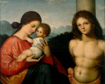 Madonna met Kind en St. Sebastiaan door Giovanni Agostino da Lodi