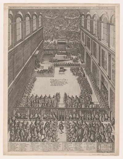 Speculum Romanae Magnificentiae: Een pauselijke bijeenkomst in de Sixtijnse Kapel, Michelangelo